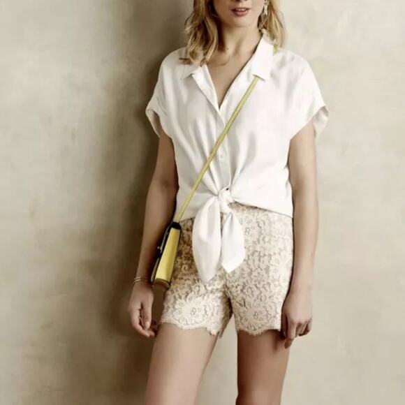 Anthropologie CARTONNIER Scalloped Hem Lace Shorts Size 10 - Picture 2 of 11